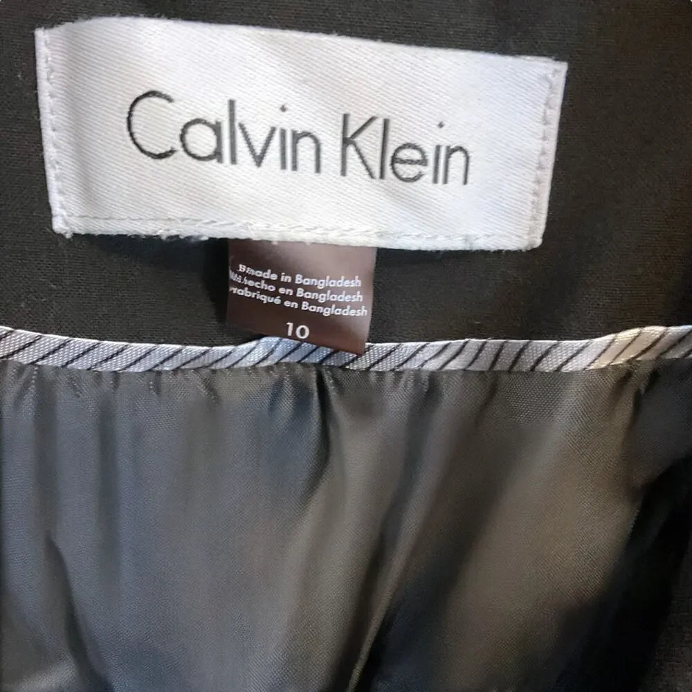 CALVIN KLEIN Blazer Jacket Women's Size 10 Black Lined Stretch 2 Buttons - Picture 7 of 10